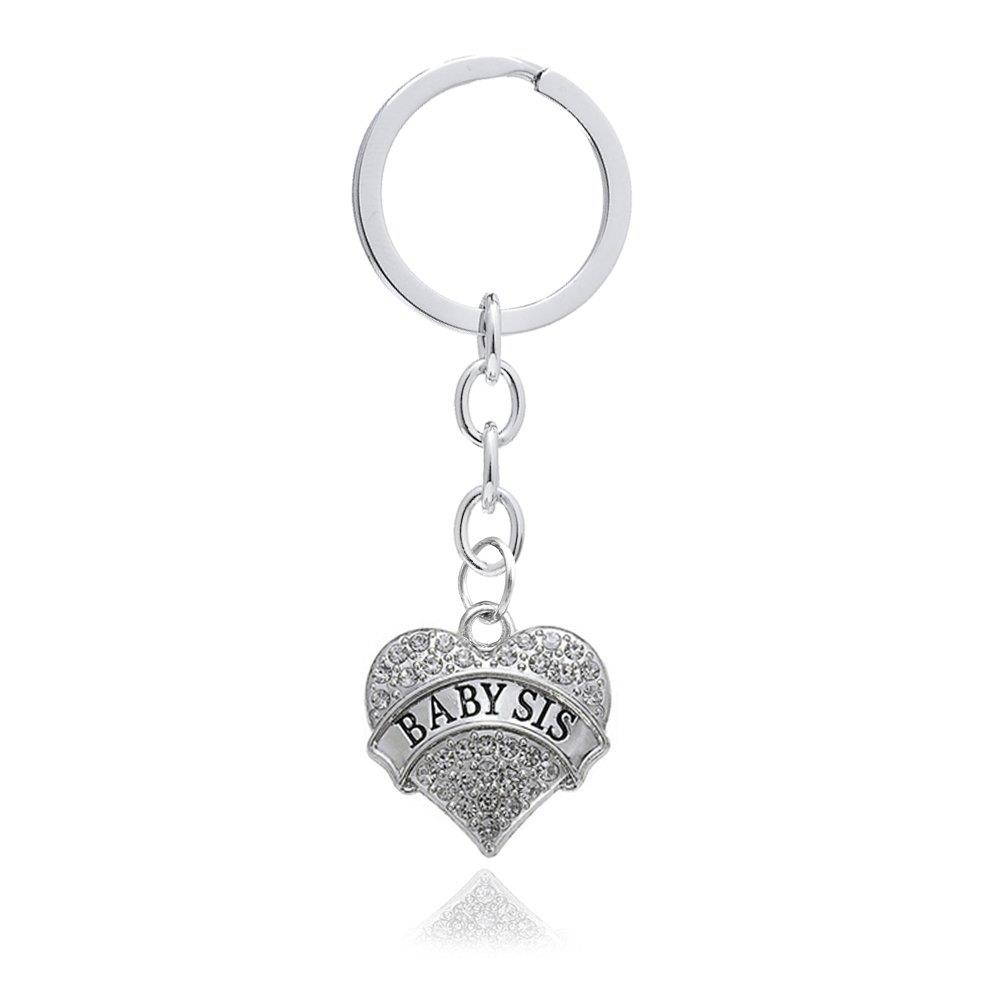 4pcs Women Girl Gift Big Middle Little Baby Sister Love Heart Pendant Key Chain Ring Set Family Jewelry (4pcs White B/M/L/B Sister Key Chains)
