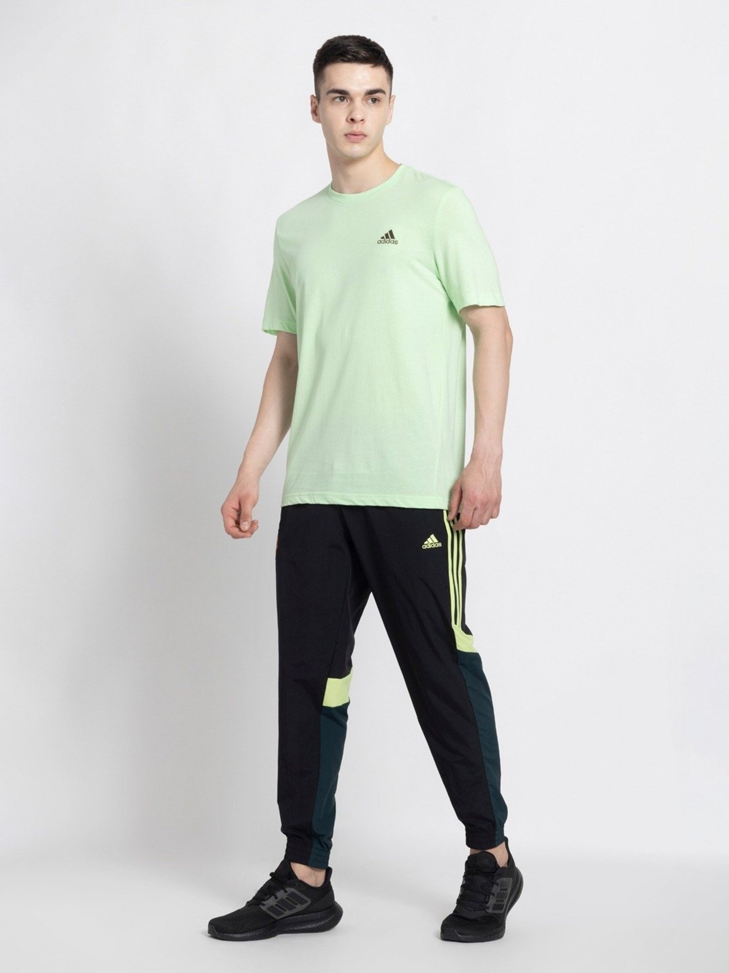 Adidas Black Regular Fit Printed Joggers