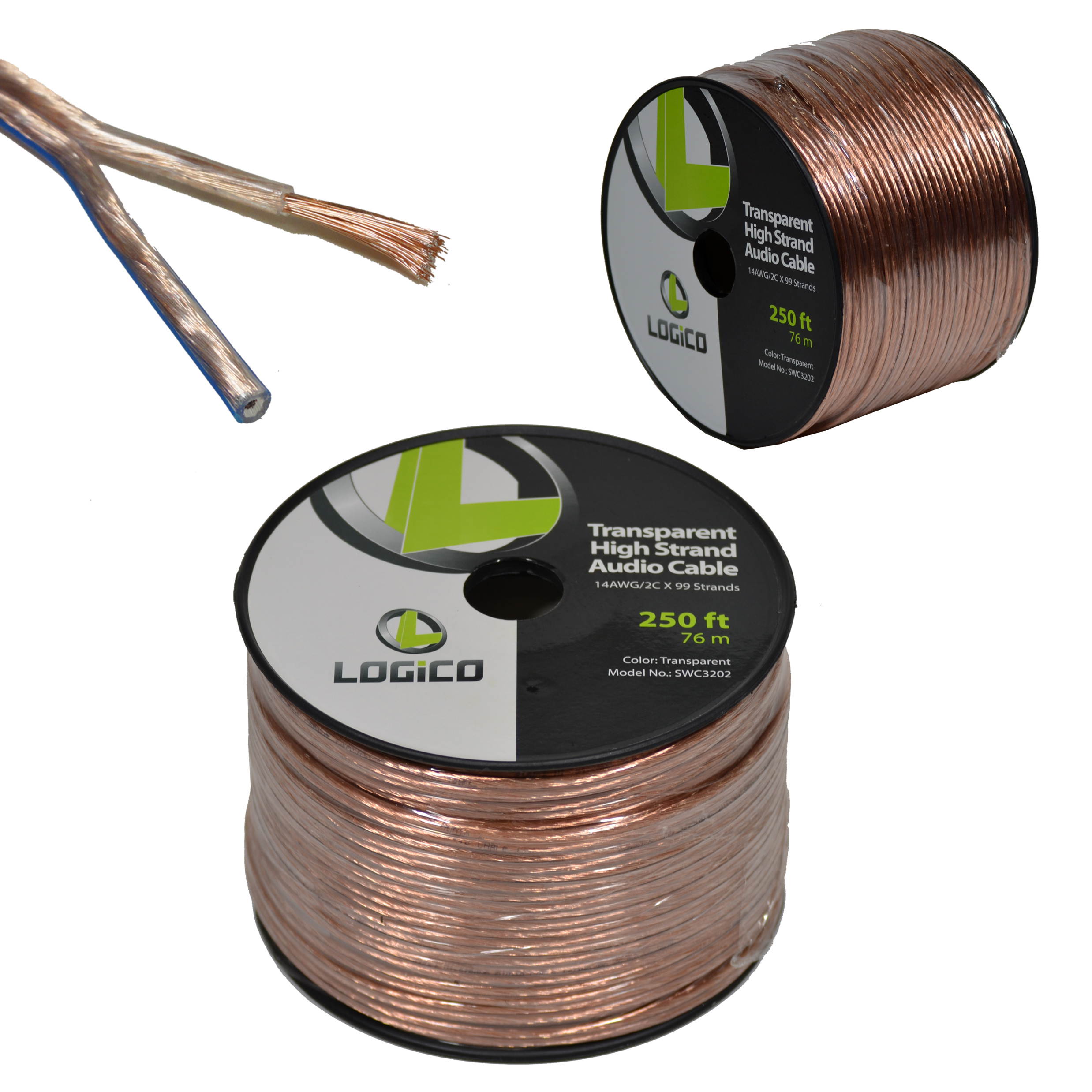 Car Home Audio Speaker Wire 14 Gauge Bulk Audio Speaker Cable Transparent 250 ft