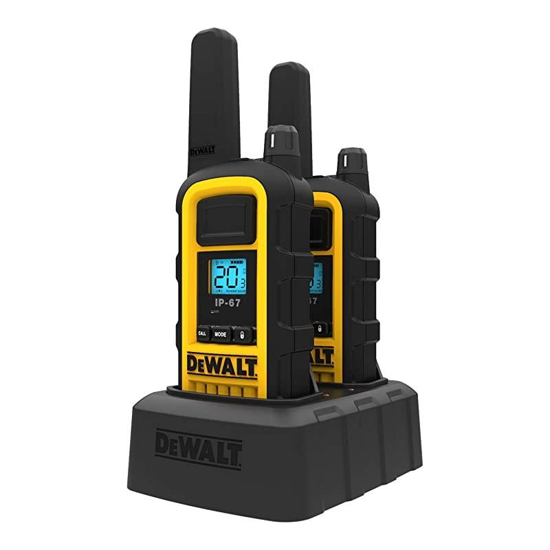 DXFRS800 2 Watt Heavy Duty Walkie Talkies Waterproof Shock Resistant Long Range Rechargeable TwoWay Radio with VOX 2 Pack