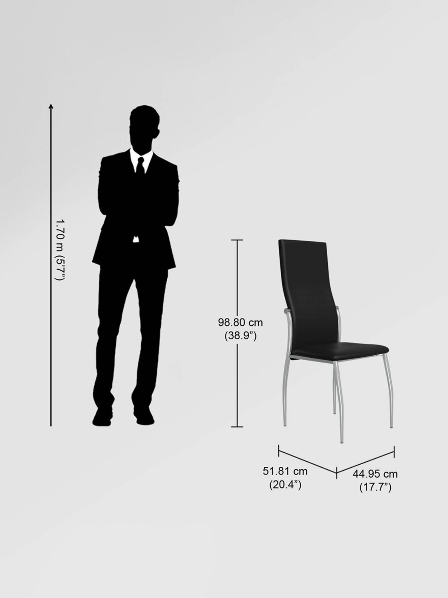 Godrej Interio Tia Black Mild Steel Dining Chair (Set of 2)