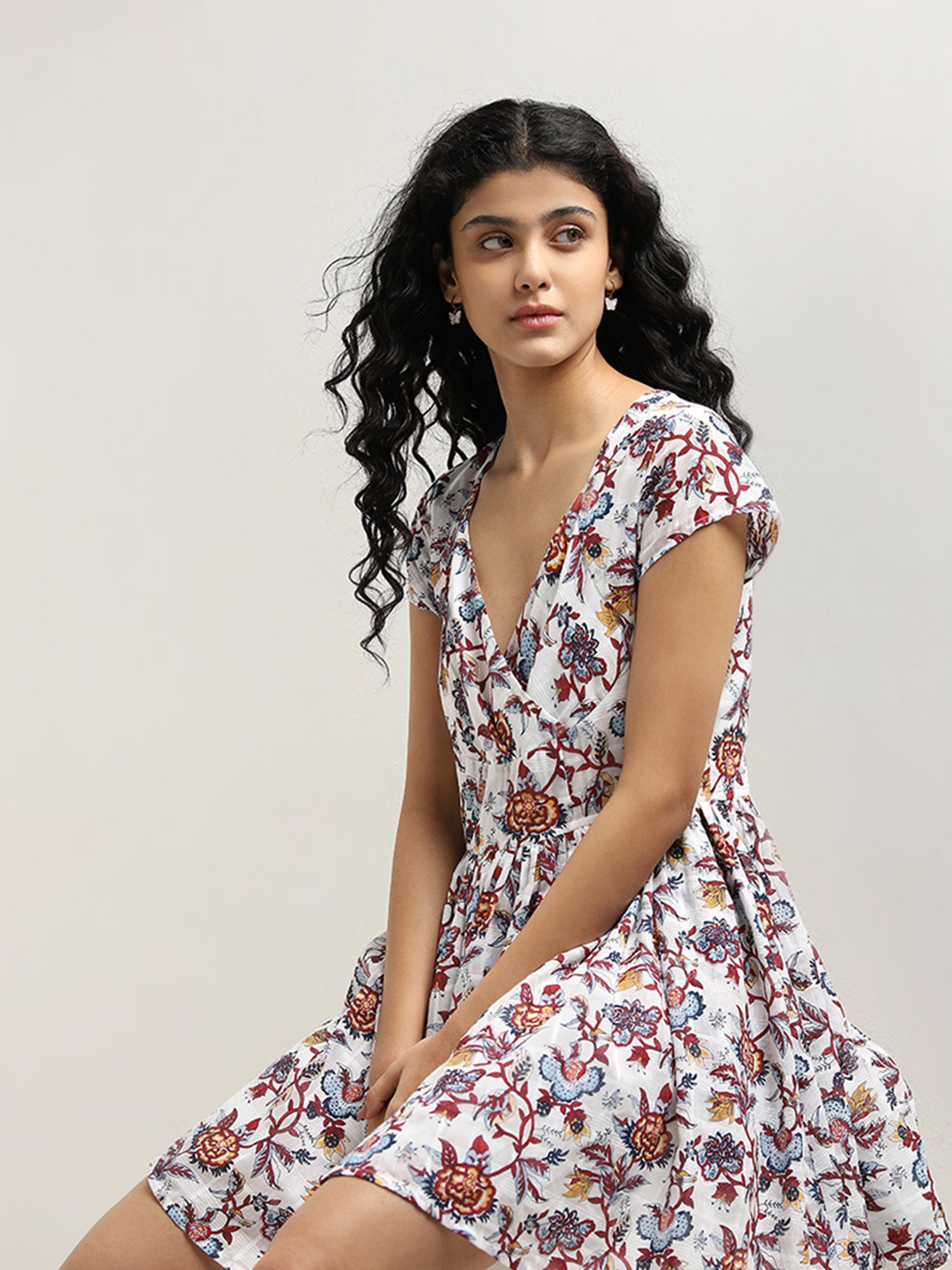 Bombay Paisley by Westside Multicolour Floral A-Line Cotton Dress