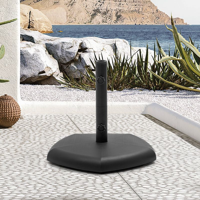 62.61lbs Outdoor Concrete/Cement Filled Pentagonal Umbrella Base for Market Umbrella with 2 Wheels and 2 Locks Black - Crestlive Products