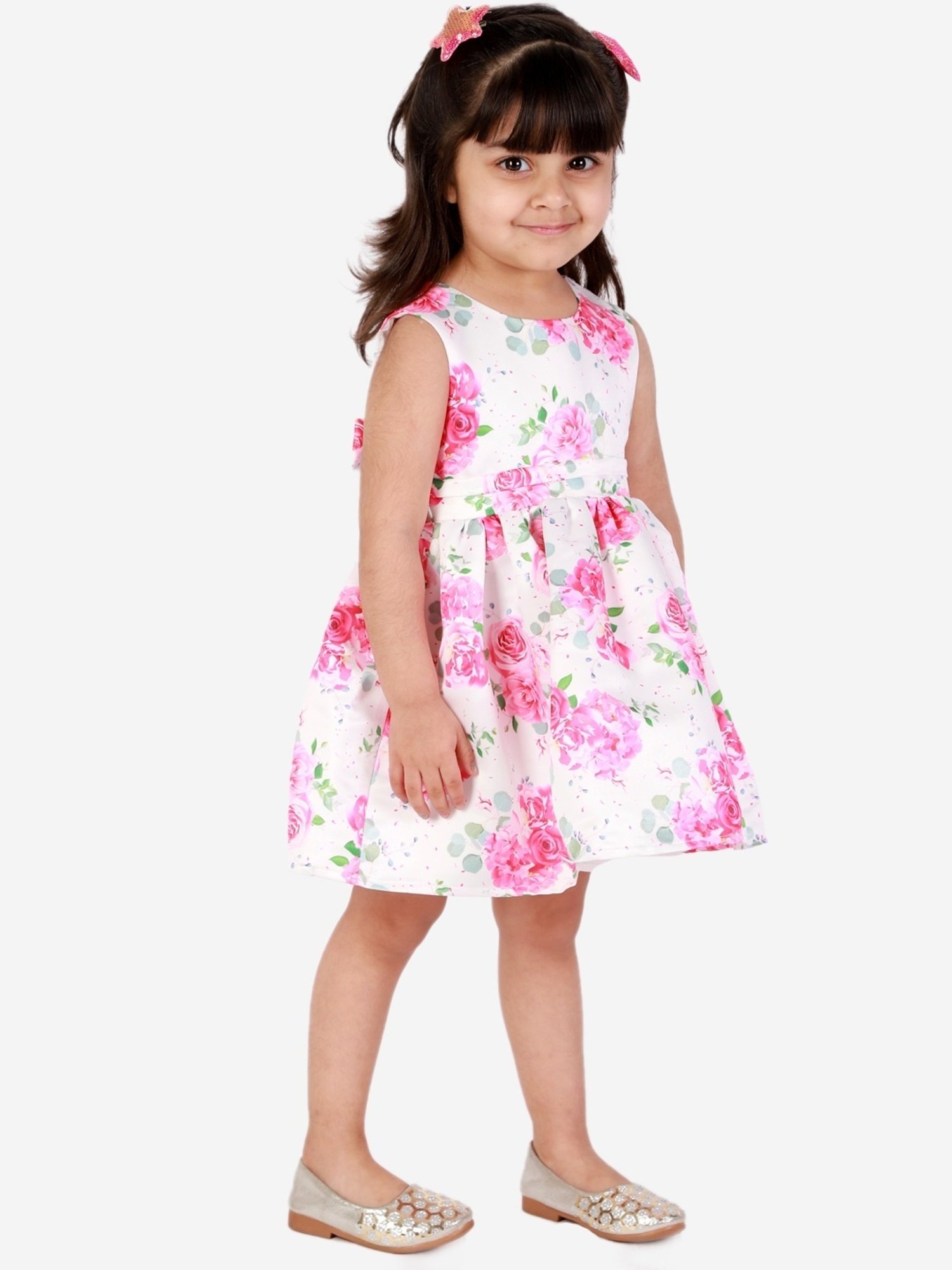 KidsDew White & Pink Floral Print Casual Dress
