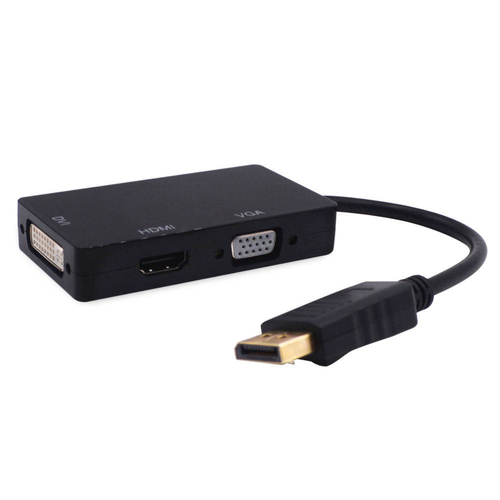 3 in 1 Display Port DP Male to HDMI DVI VGA Female Adapter For PC Laptop