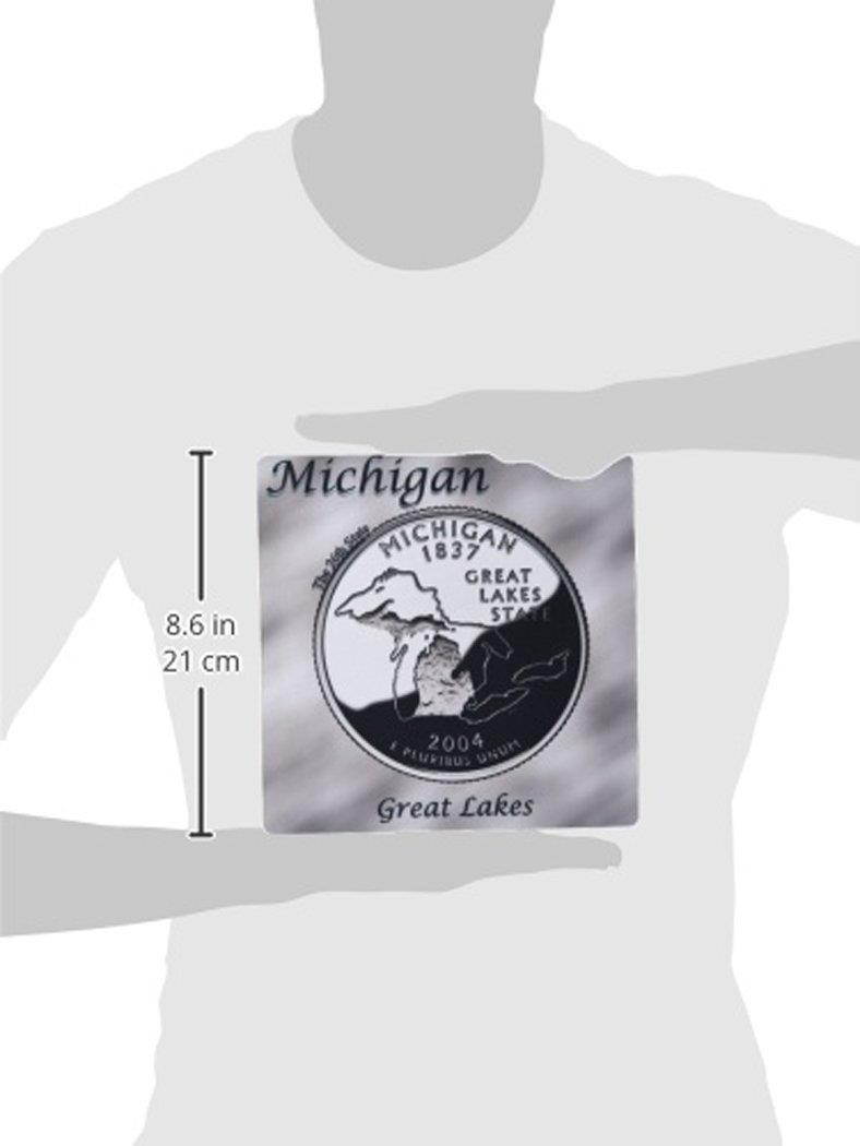 3dRose LLC 8 x 8 x 0.25 Inches Mouse Pad, State Quarter Michigan (mp_120140_1)