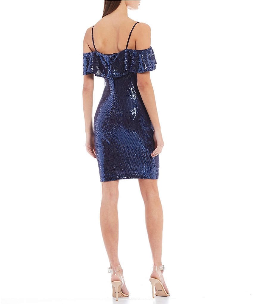 Honey and Rosie Off-The-Shoulder Sequin Sheath Dress