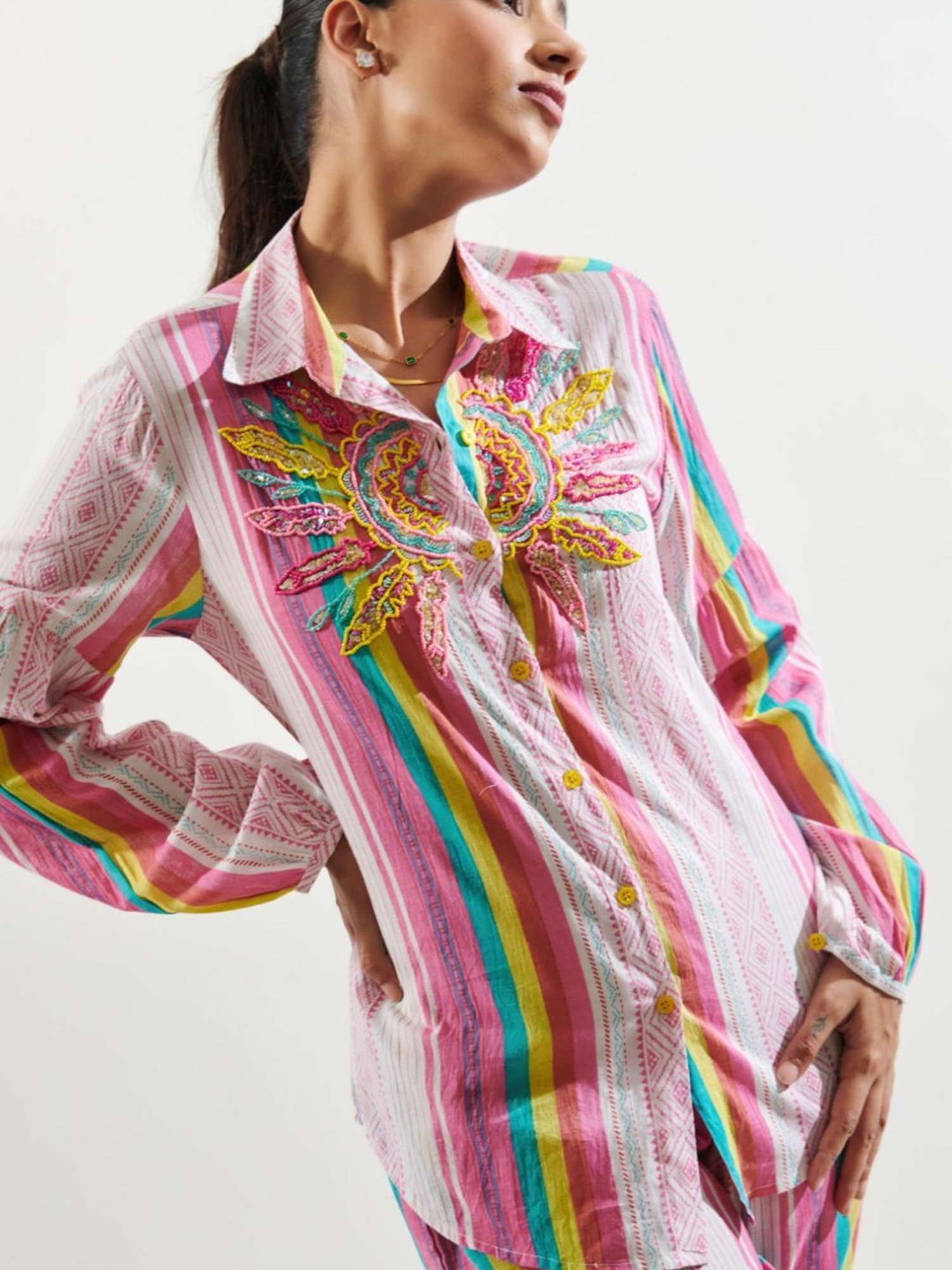 Cin Cin Pink Najaat Navi Shirt With Pant