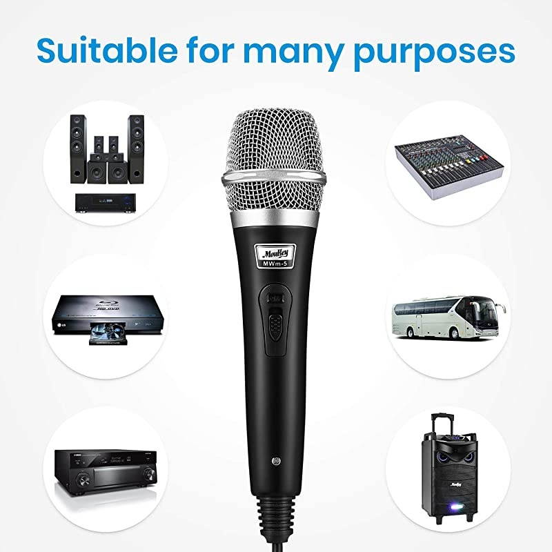 Dynamic Cardioid Home Karaoke Microphone 13 ft XLR Cable Metal Handheld Wired Mic Corded for SingingPA SpeakerAmpMixerKaraoke Machine SpeechWeddingStageBlack MWm5