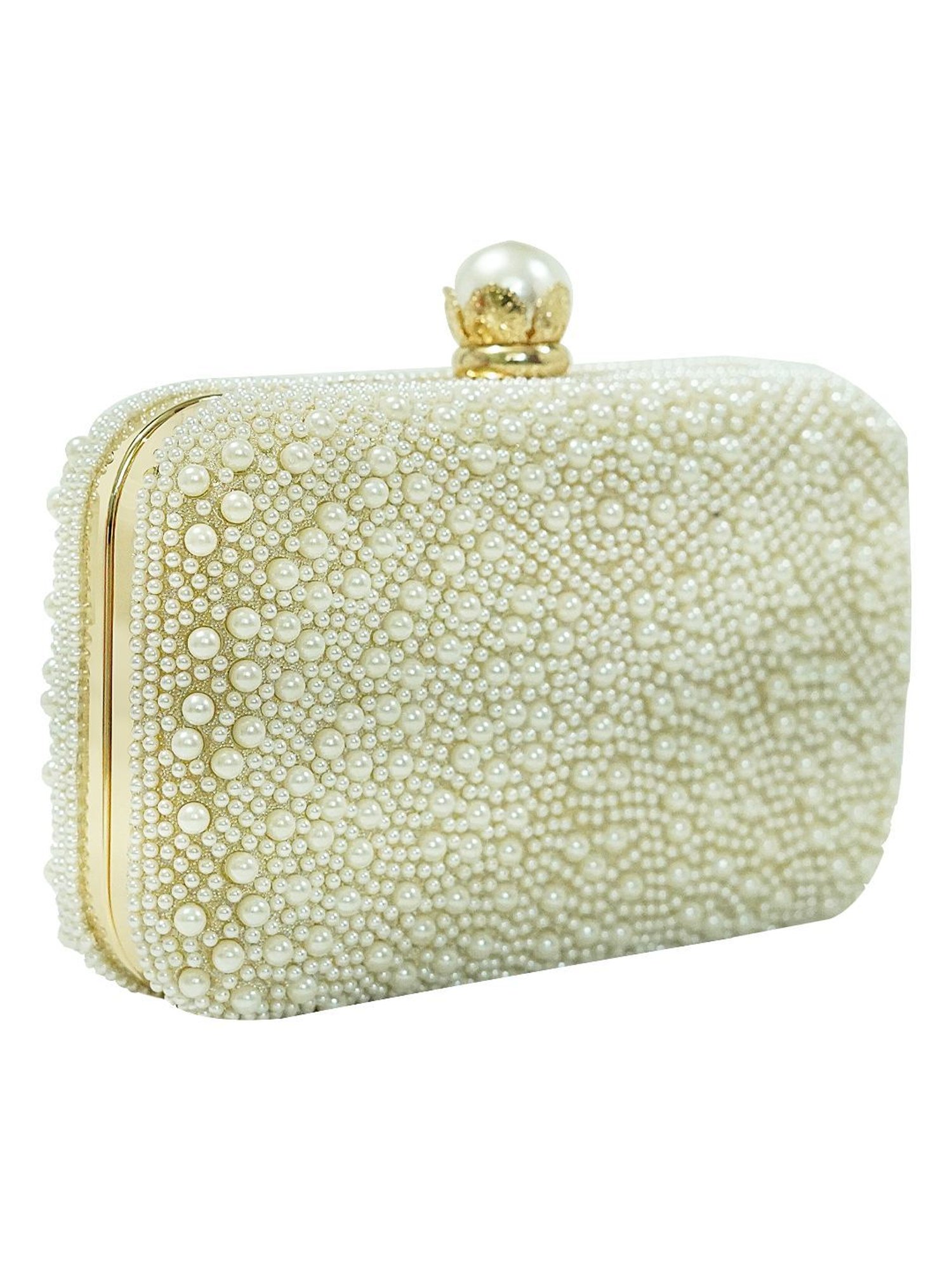 Horra Cream Embellished Clutch