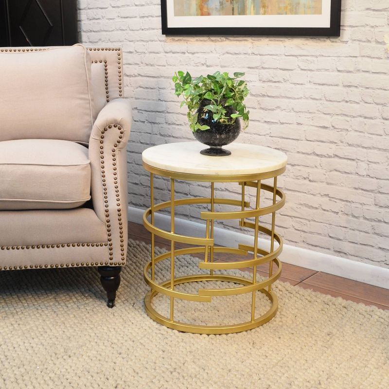 Hollyn Round Accent Table White/Gold - Carolina Chair & Table