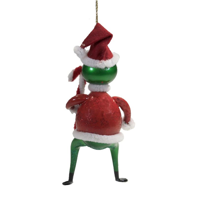 Italian Ornaments 6.5" Santa Frog Ornament Italian Christmas Cane  -  Tree Ornaments