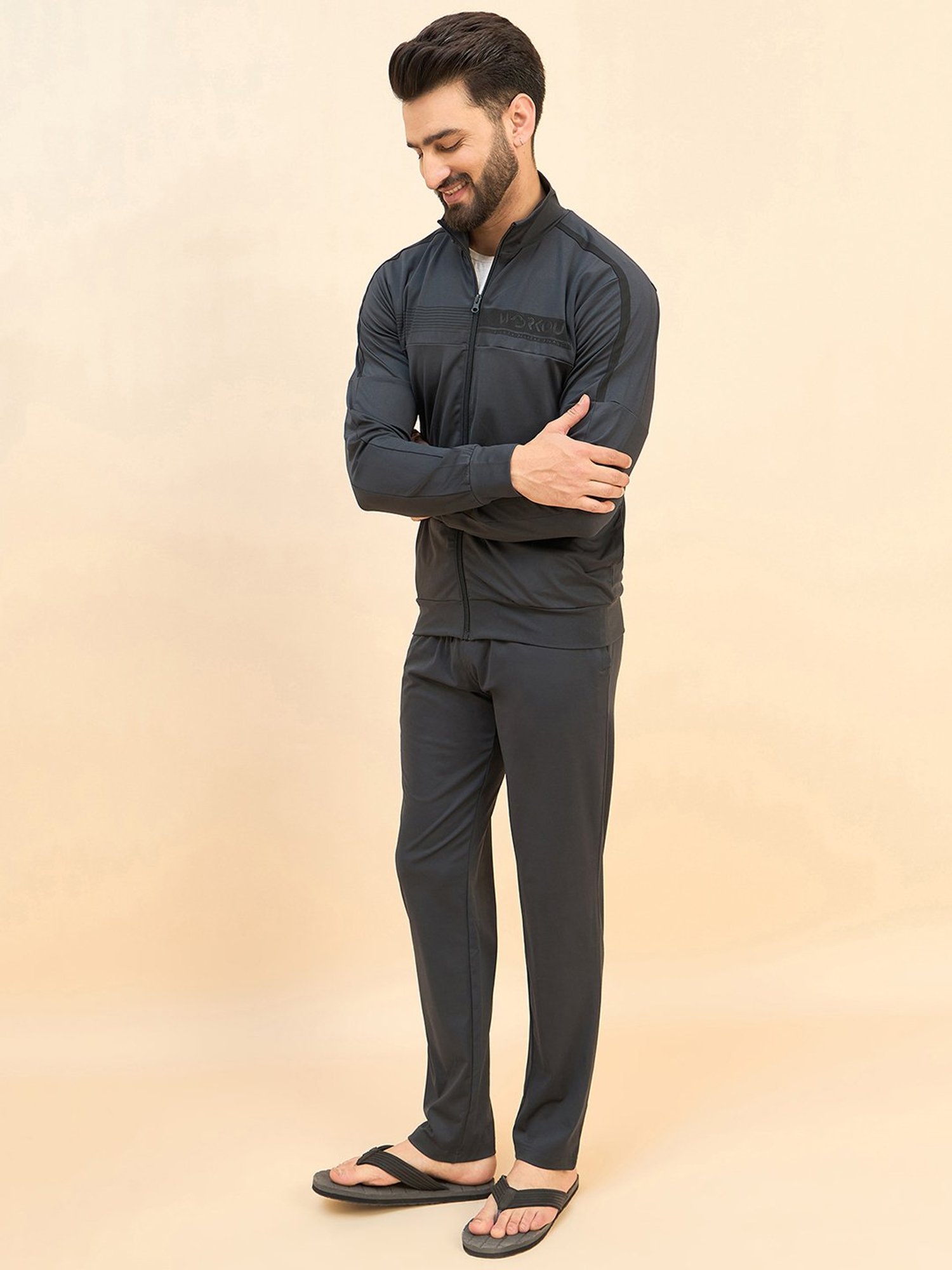 Vimal Jonney Light Mud Cotton Regular Fit Tracksuit