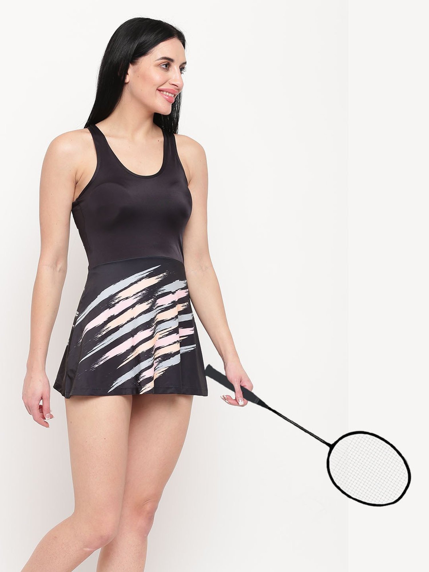 IO Black Printed Swimdress