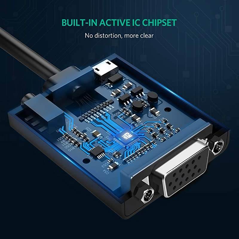 Active HDMI to VGA Adapter with 35mm Audio Jack HDMI Male to VGA Female up to 1080P for PC Laptop Ultrabook Raspberry Pi Chromebook
