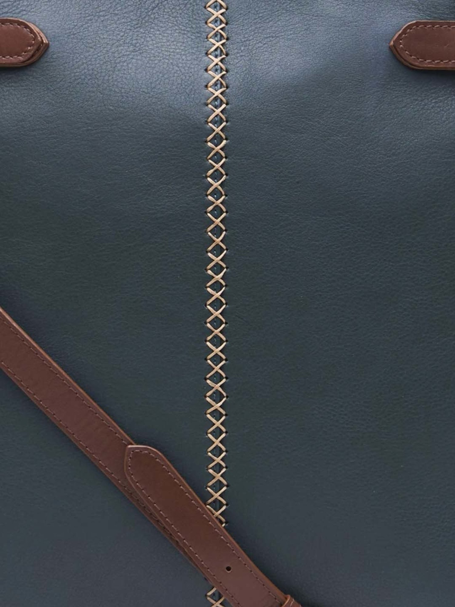 Tohl Teal Green Embroidered Medium Shoulder Handbag