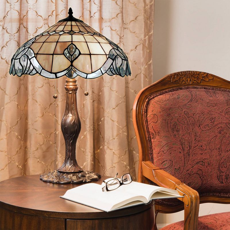 16" x 16" x 28" Tiffany Style Baroque Table Lamp White/Brown - Warehouse of Tiffany