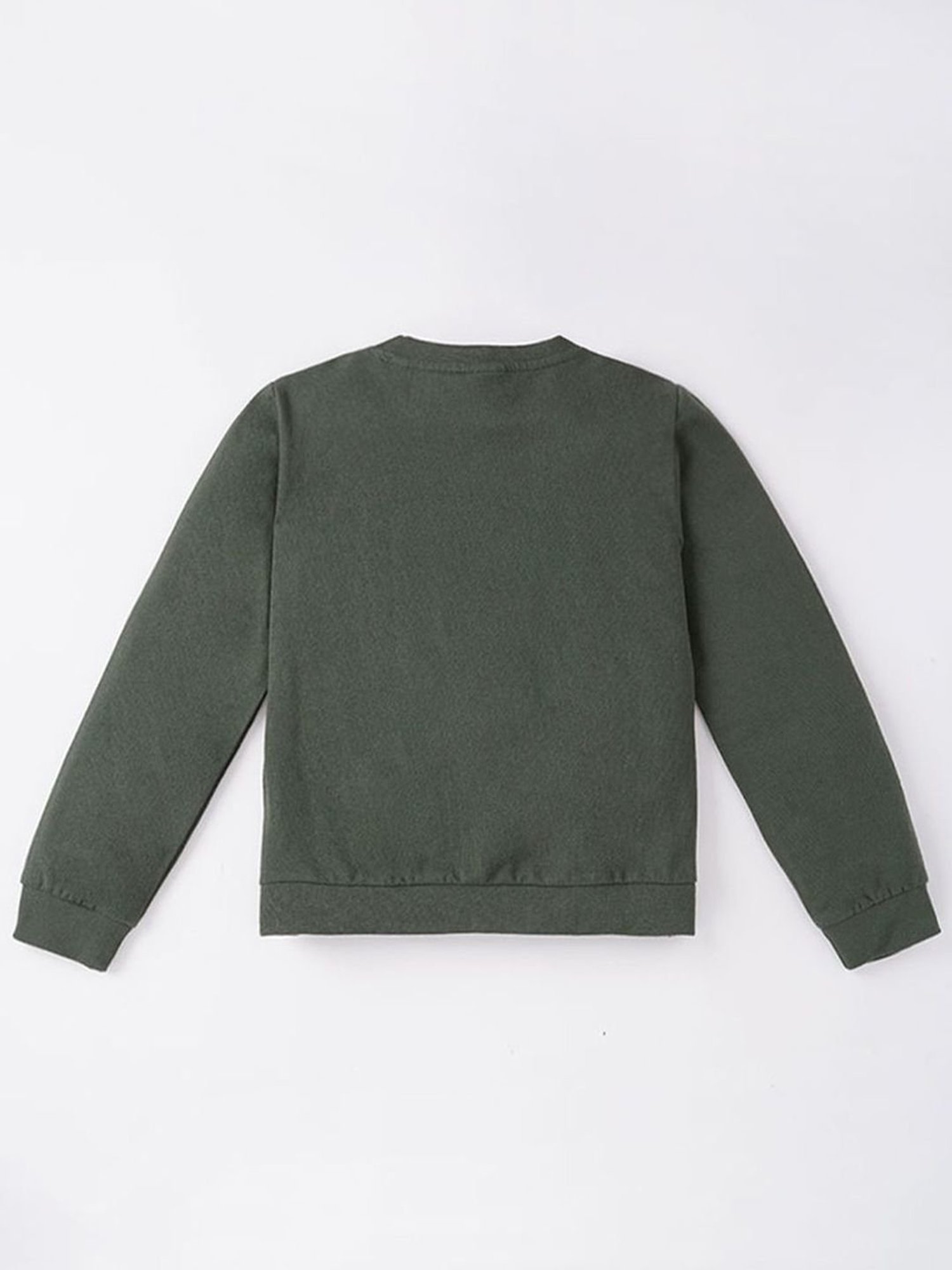 Ed-a-Mamma Kids Green Cotton Embroidered Full Sleeves Sweatshirt