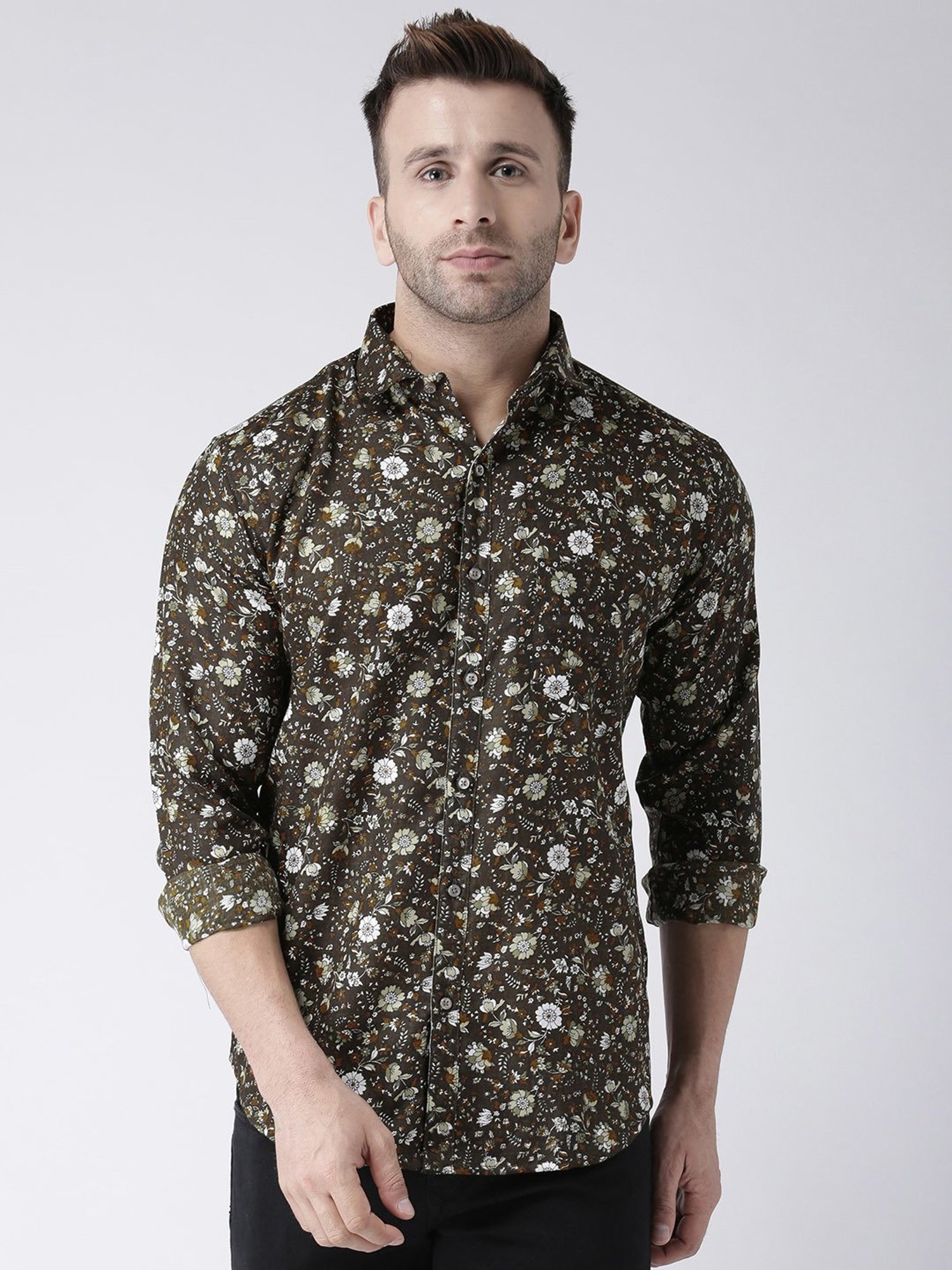 Hangup Plus Green Slim Fit Printed Shirt