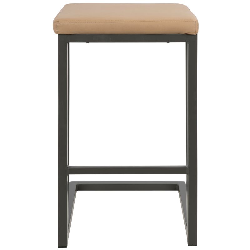 Wooden Barstool with Padded Seat and Open Backrest Blue/Brown - Benzara