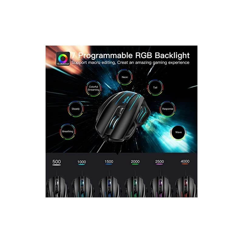 Gaming Mouse  Wired Mouse Gaming Mouse Wired Computer Mouse Wired PC Gaming Mouse UP TO 7500 DPI 7 Programmable Buttons Ergonomic Gaming Mice for Windows XP Vista WIN7 WIN8 Win10 MAC