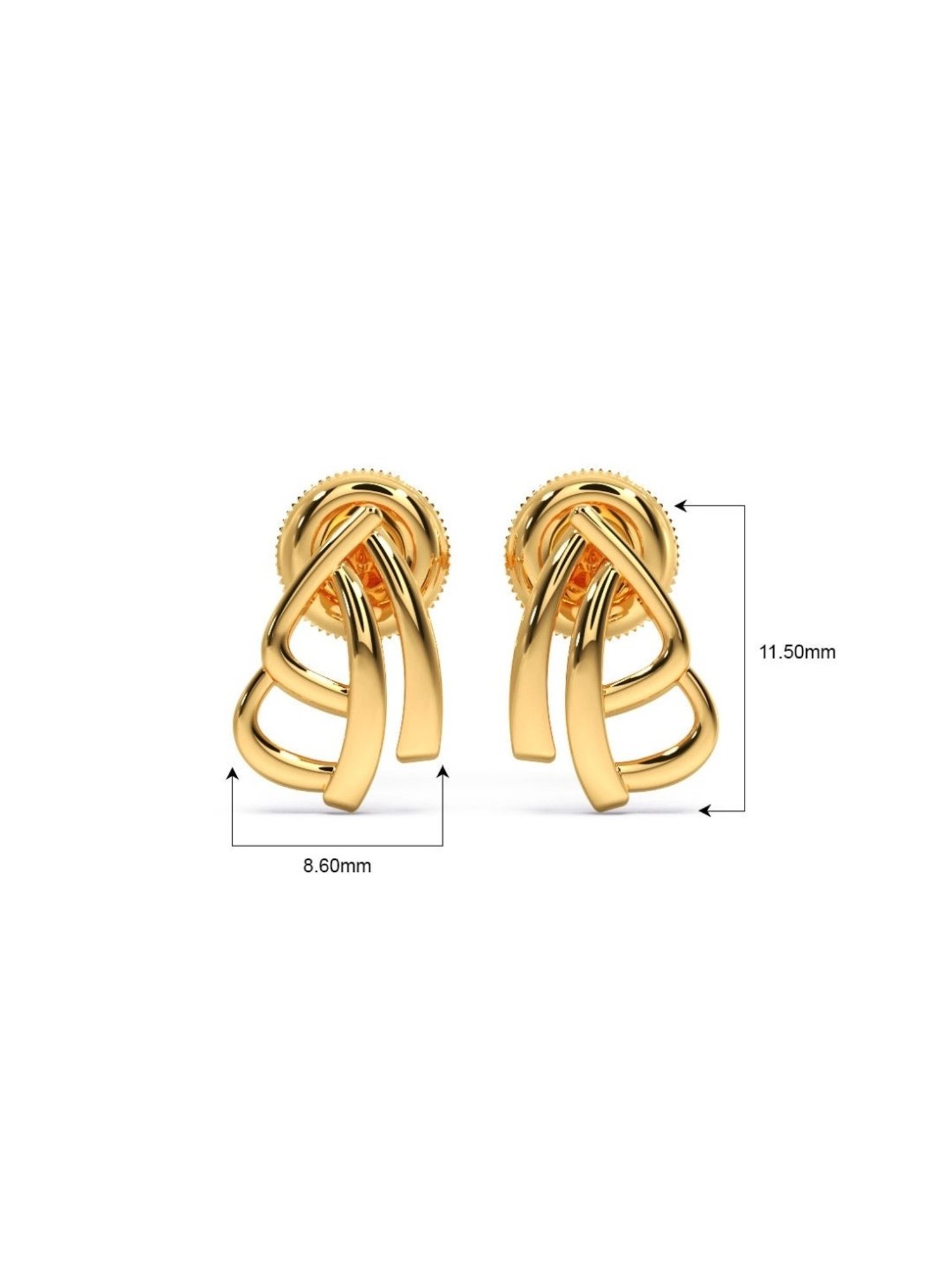 Candere by Kalyan Jewellers Peacock Collection 18k Yellow Gold Stud Earrings for Women