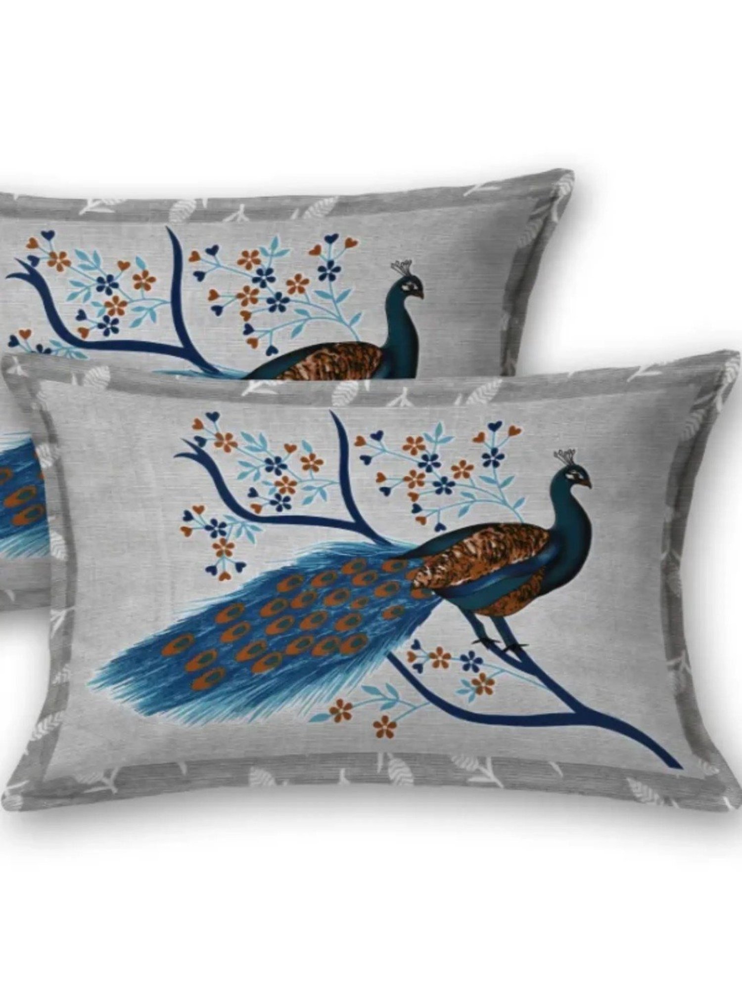 Living Roots Abstract Blue 240 TC Cotton Bedsheet with 2 Pillow Covers