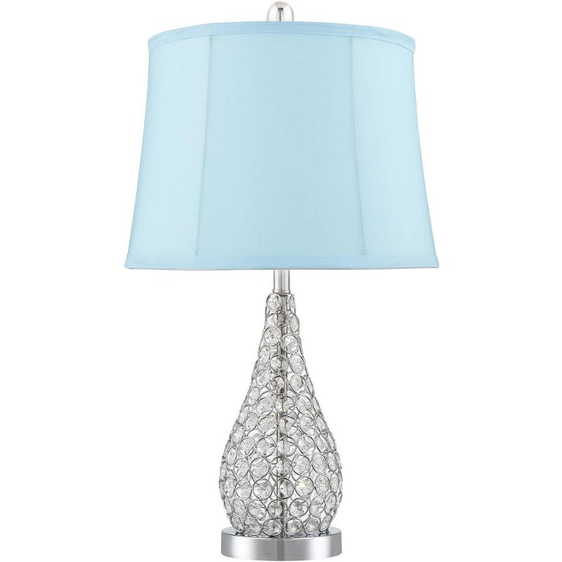 360 Lighting Sergio Chrome Blue Softback Shade USB Accent Table Lamps