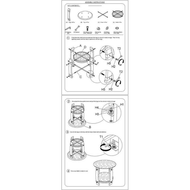 24" Retro Style Round Wooden End Side Accent Table Brown - The Urban Port