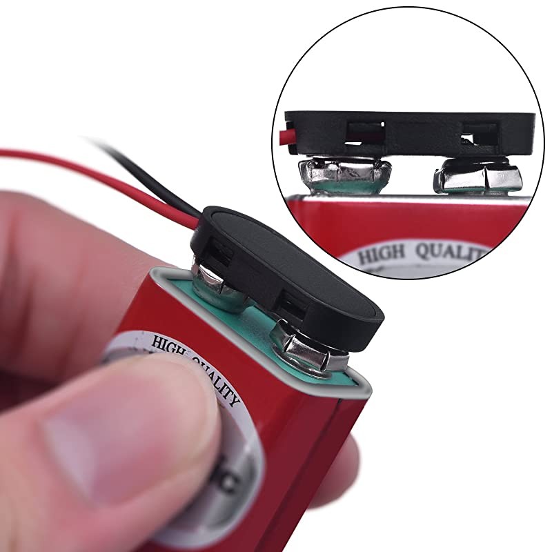 I Type Long Cable Connection Hard Shell Black Red 9 V Battery Clip Connector Buckles 8 Pack I Type Hard Shell 8 Pack