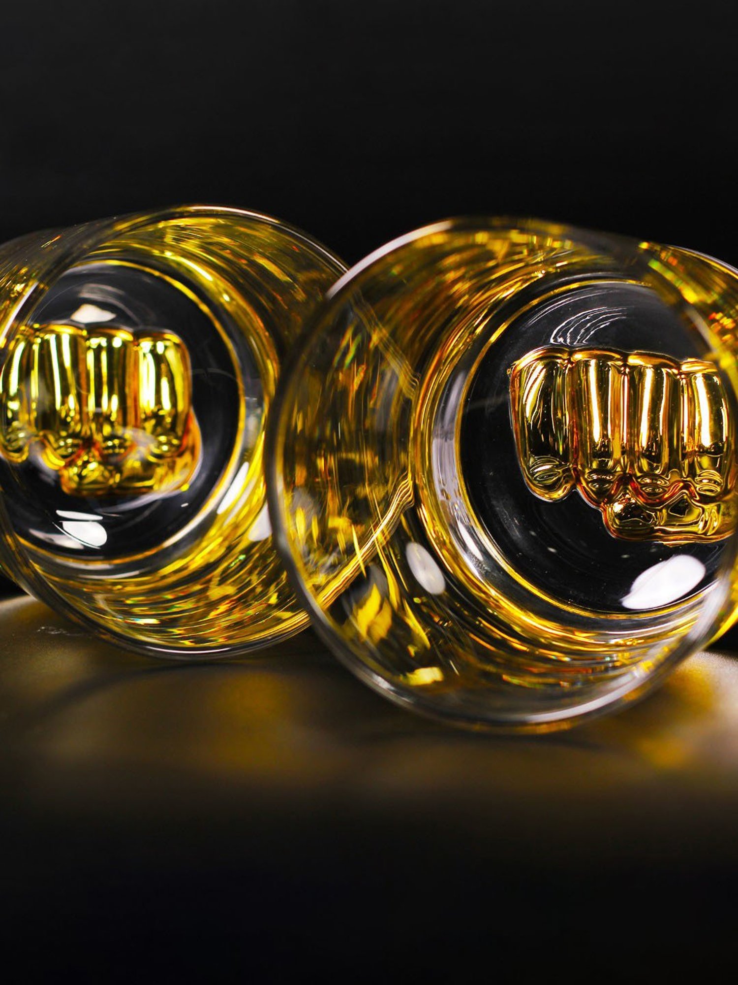 Melbify Gold Boxing Transparent Whiskey Glass 300ml - Set of 2