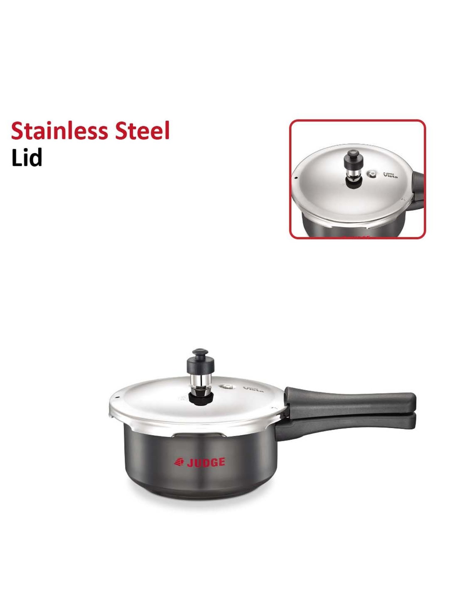 JUDGE Black & Silver Hard Anodised 20 cm Gas Compatible Outer Lid Pressure Cooker (2 L) - Set of 1