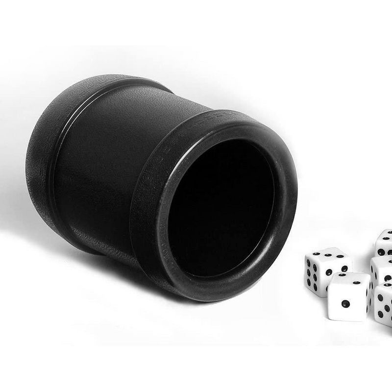 WE Games Mahogany Leather Dice Cup with Ribbed Rubber Lining, 5 Dice and Canvas Storage Bag