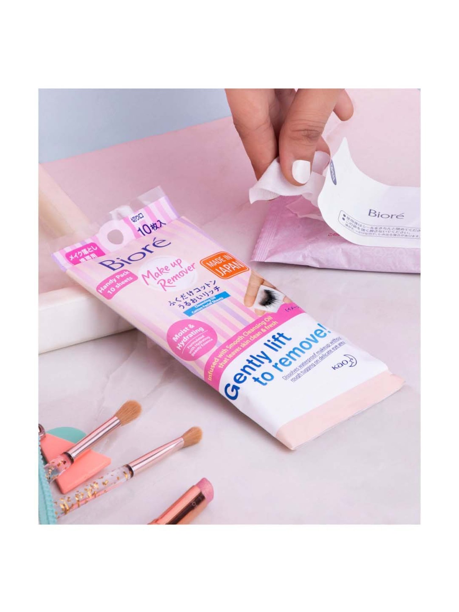 Biore Makeup Remover Cleansing Oil Cotton Facial Sheets Moist & Hydrating - 10 Packs