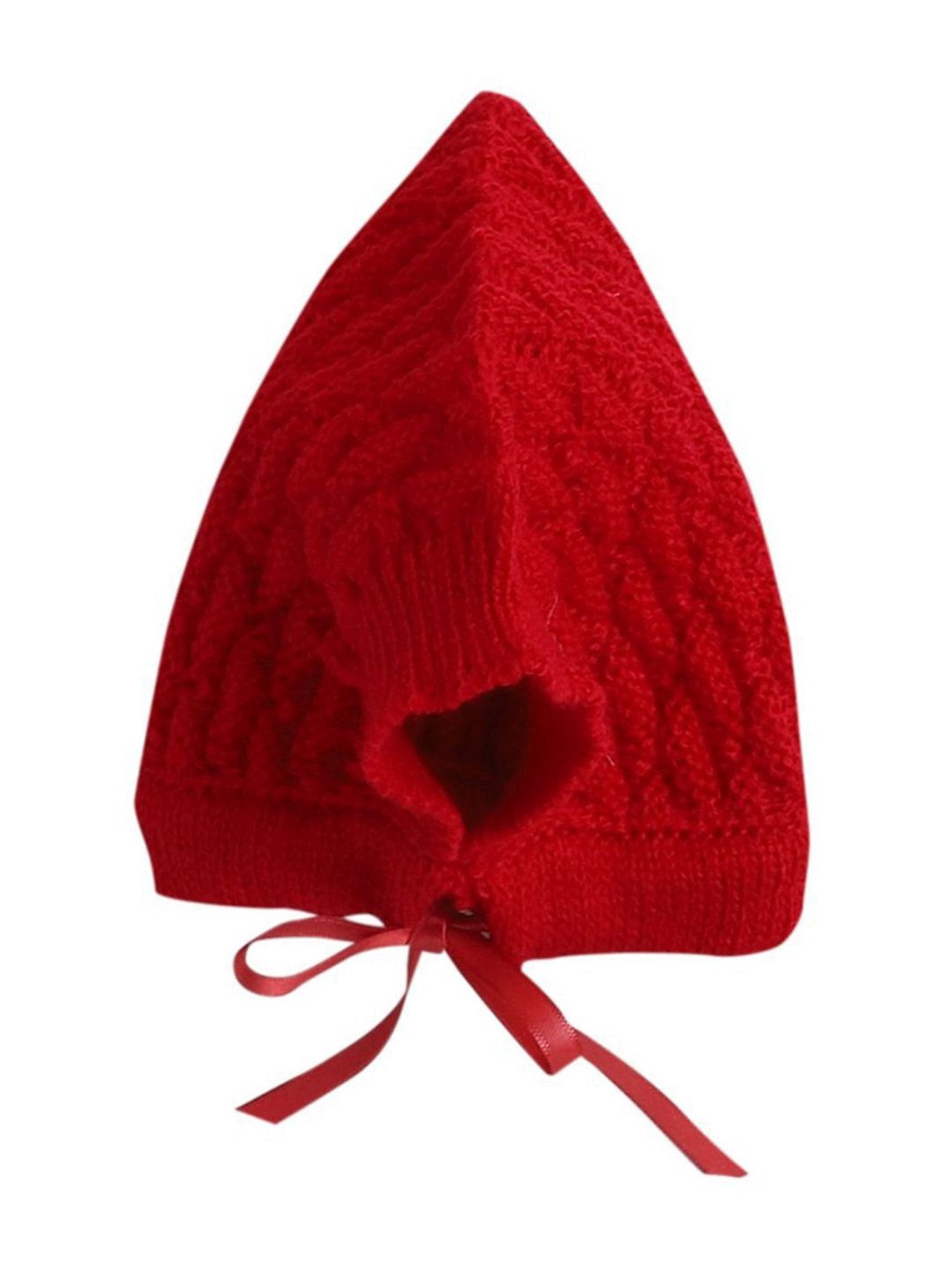 Little Angels Kids Red Textured Pattern Full Sleeves Sweater Set