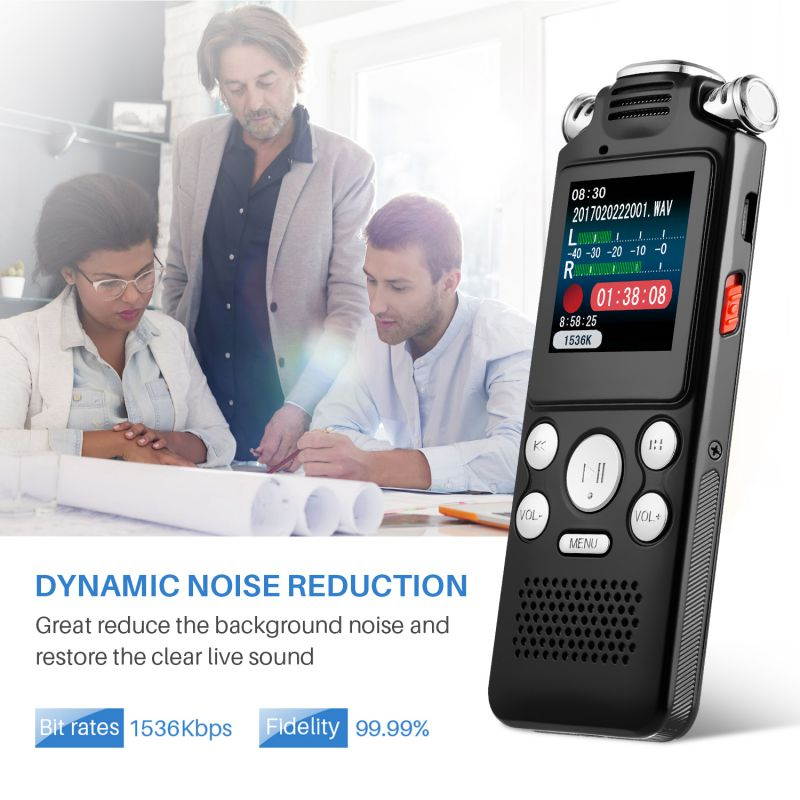 AUTENS Digital Voice Recorder 16GB with Variable Playback Speed, Sound Recorder, Ultra-Sensitive Microphones, MP3 Player, Noise Reduction Audio Recording for Lectures, Meetings, Interview