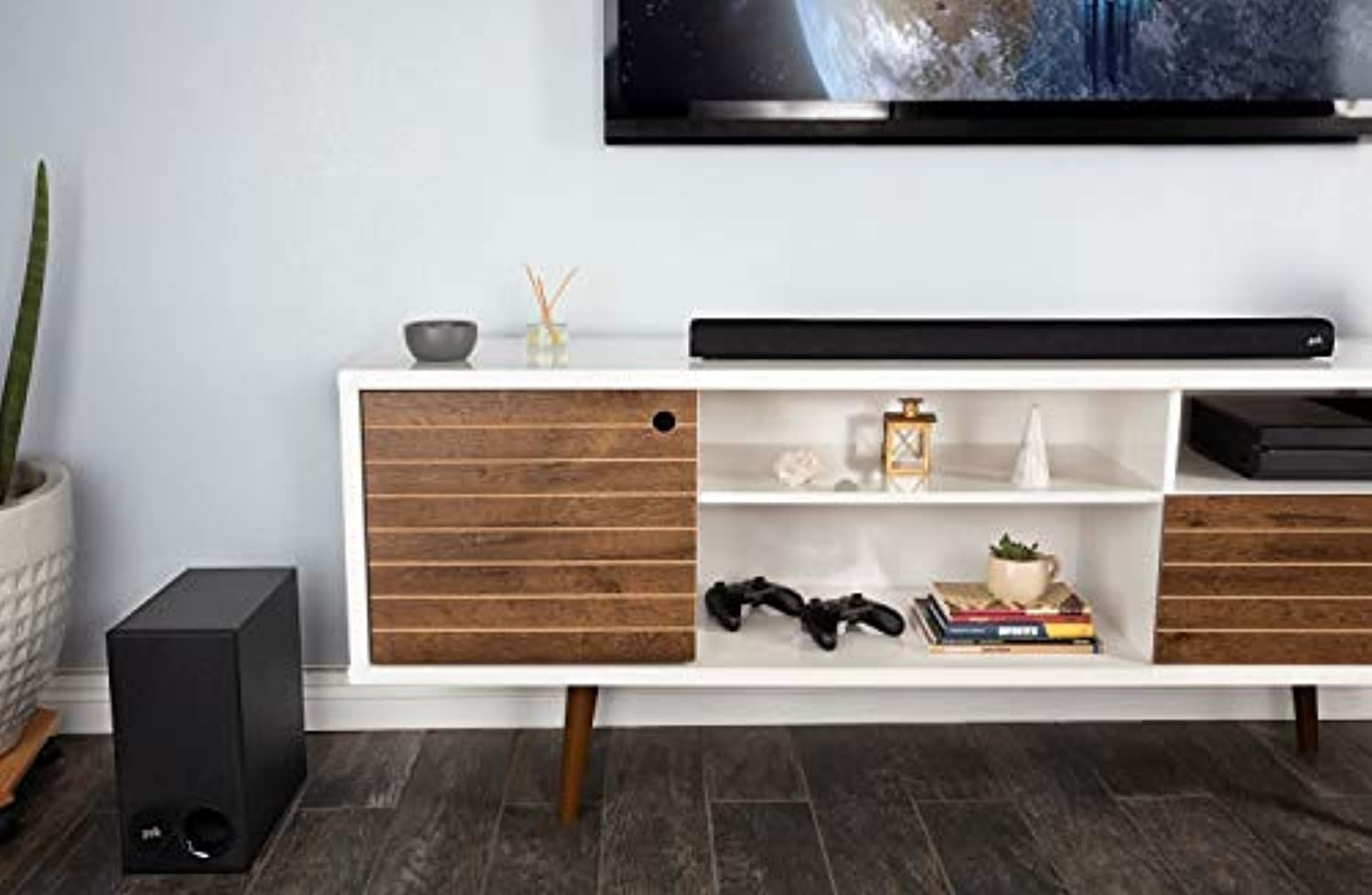 Polk Audio Signa S2 Ultra-Slim TV Sound Bar | Works with 4K  and  HD TVs | Wireless Subwoofer | Includes HDMI  and  Optical Cables | Bluetooth Enabled, Black (SIGNAS2)