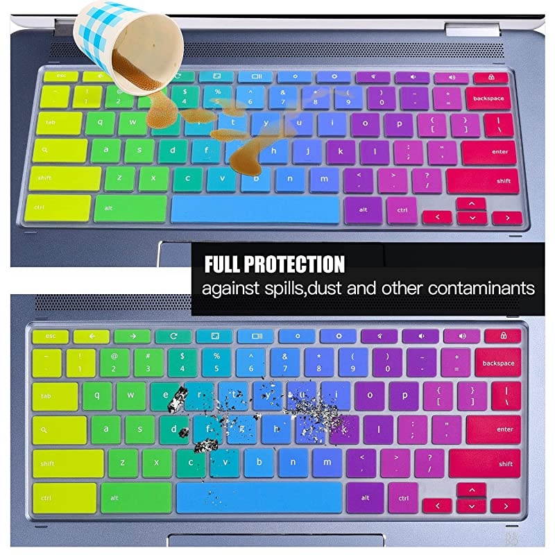 Chromebook 14" Keyboard Cover Skins Compatible with 2-in-1 14" Touchscreen Chromebook,chromebook 14a G5,Chromebook X360 Touchscreen ,Chromebook 14-DA 14B-CA Series(Rainbow)
