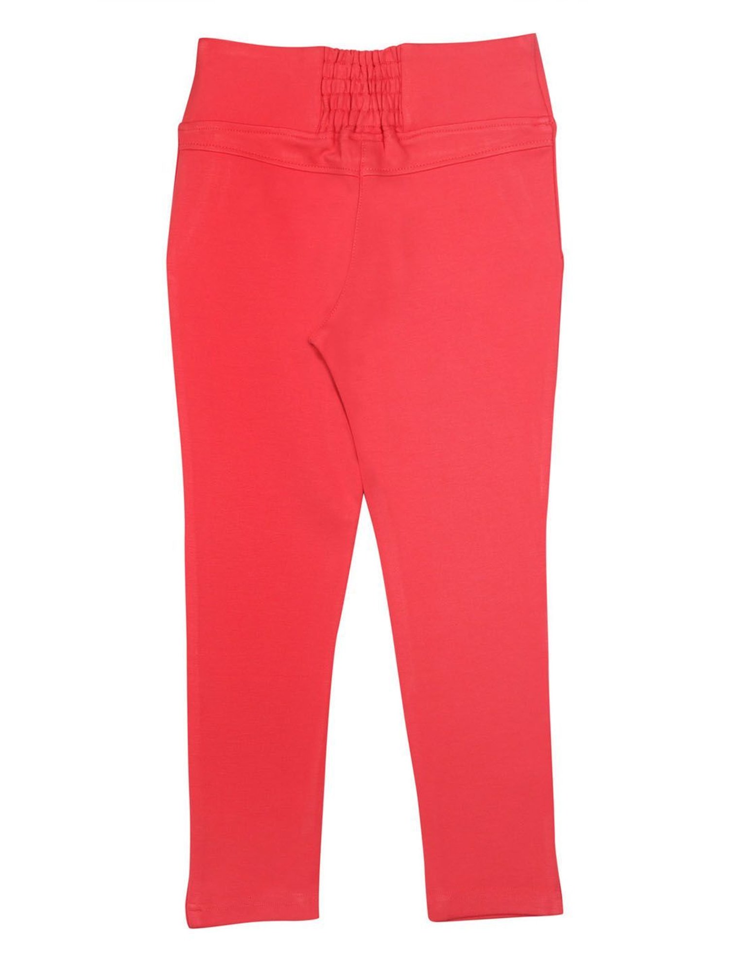Tiny Girl Red Solid Jeggings