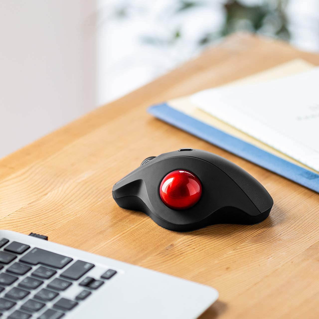2.4G Wireless Ergonomic Trackball Mouse, Silent Noiseless Optical Sensor Mice, (600/800/1200/1600 Adjustable DPI, 34mm trackball) Compatible with MacBook, Laptop, Windows, Mac OS