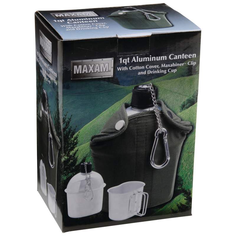 Maxam® 32oz Aluminum Canteen with Cover and Cup