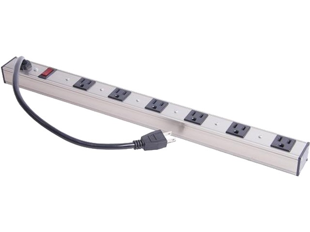 Inland 6 Outlets Aluminum Power Strip, 3.0 Feet Power Cord, Lighted Reset Switch, ETL Approved, 60 Hz / 125V / 15 Amp / 1872 Watts