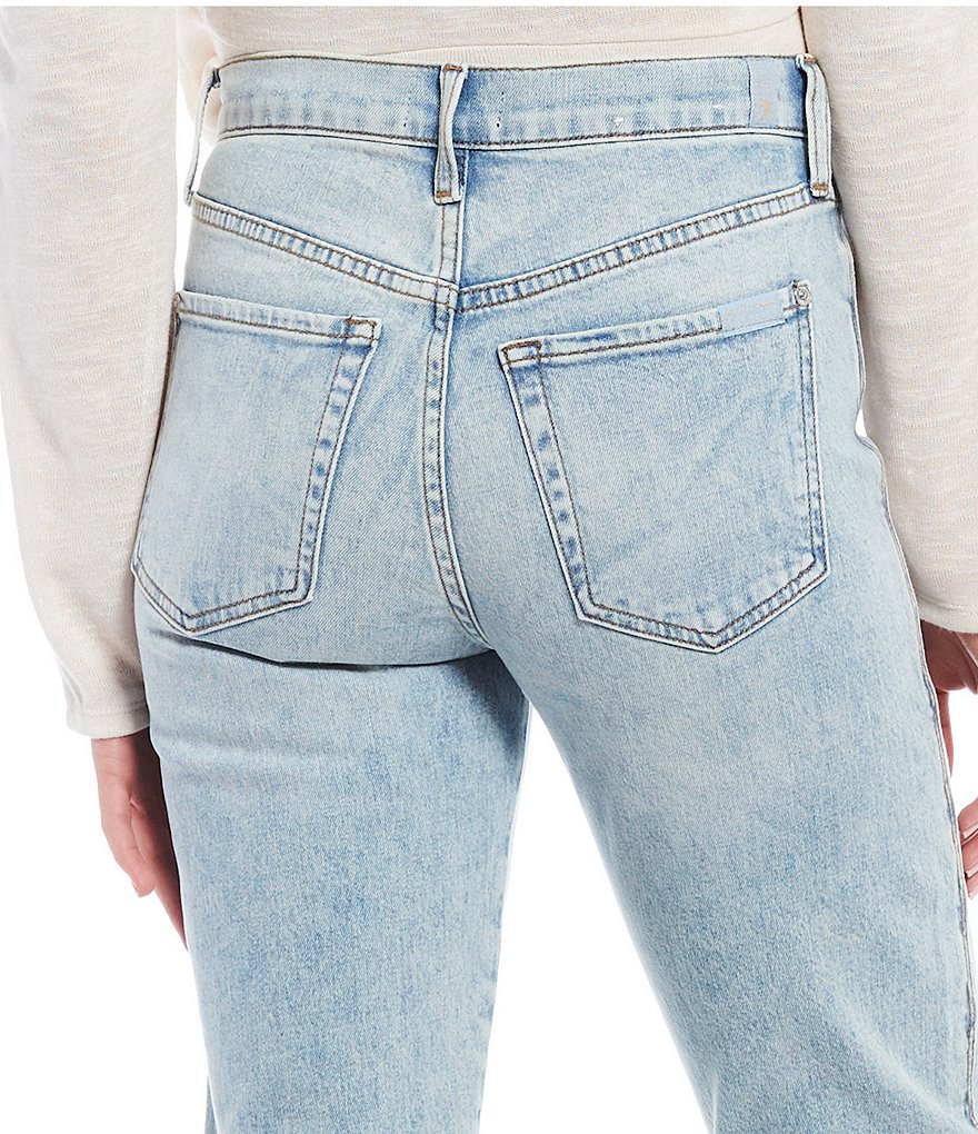 7 for all mankind High Waist Scalloped Side Seam Straight Leg Jeans