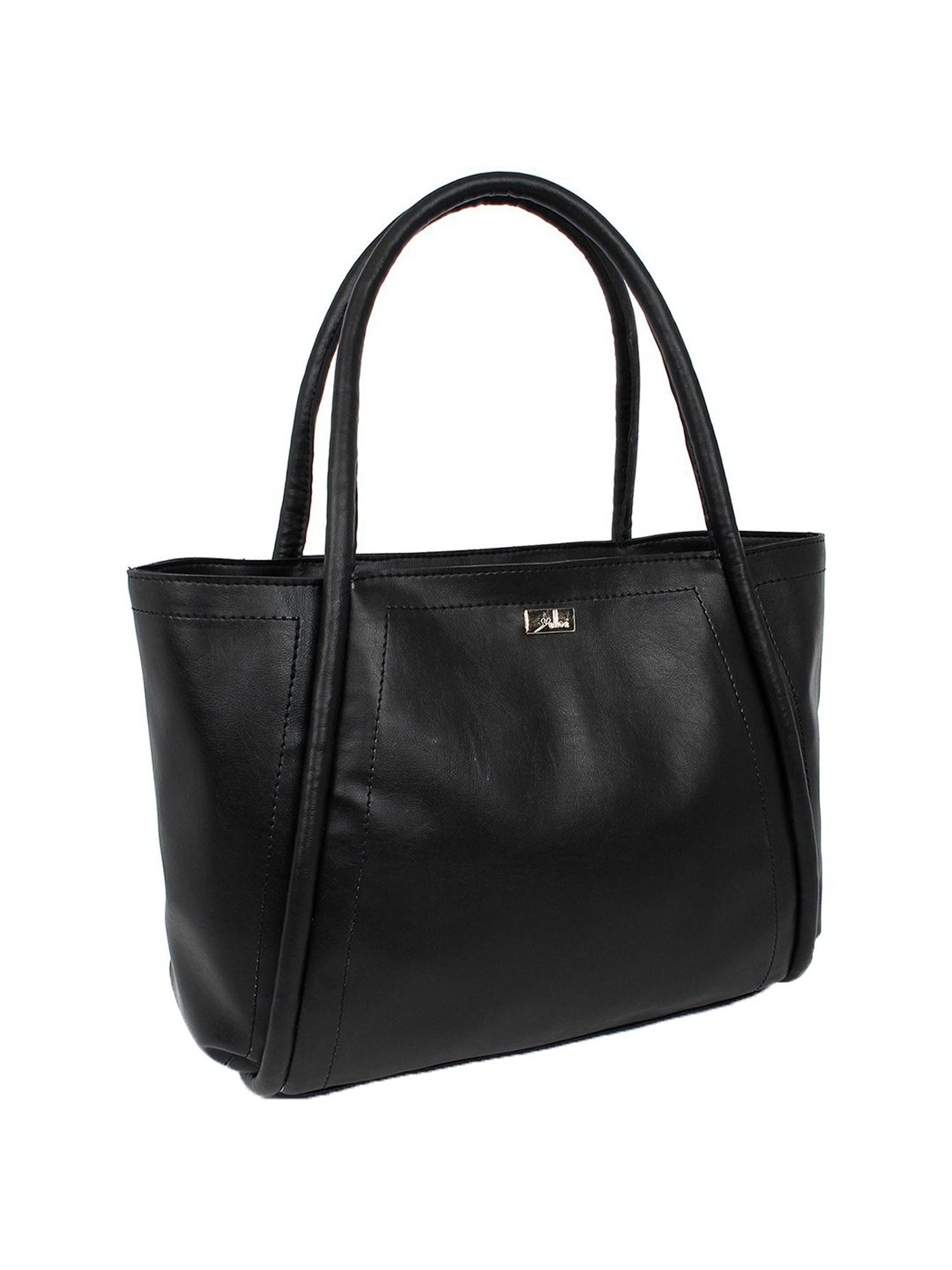 Yelloe Black Solid Large Tote Handbag with Pouch