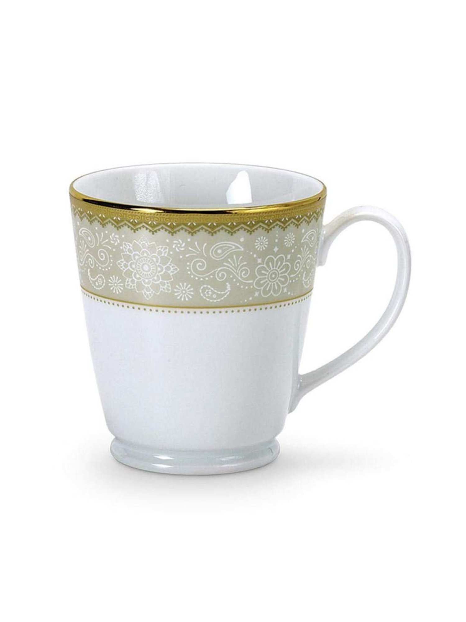 Noritake Golden Chintz White & Green Poreclain Milk Mug (0.37 L) - Set of 2