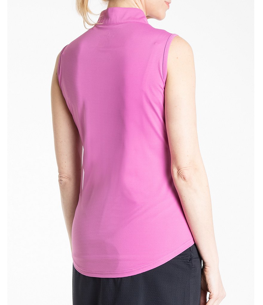 Bette & Court Synergy Sleeveless Quarter Zip Solid Polo Top