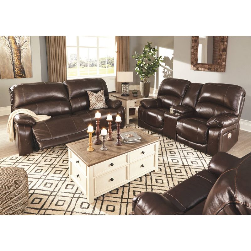 Hallstrung Power Reclining Loveseat with Console/Adjustable Headrest Chocolate Brown - Signature Design by Ashley