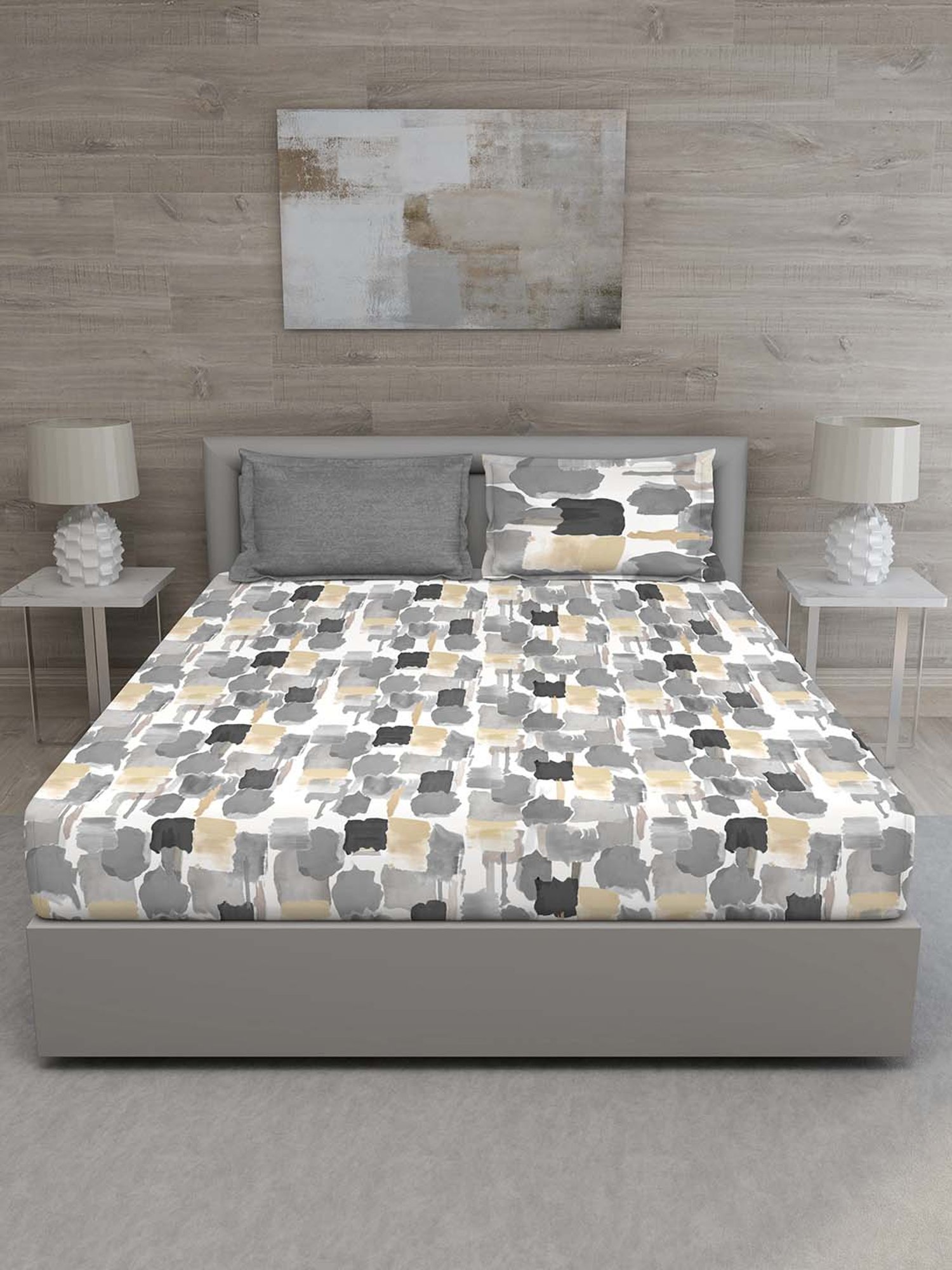 GM Multicolor 100% Cotton 144 TC King Bedsheet Set