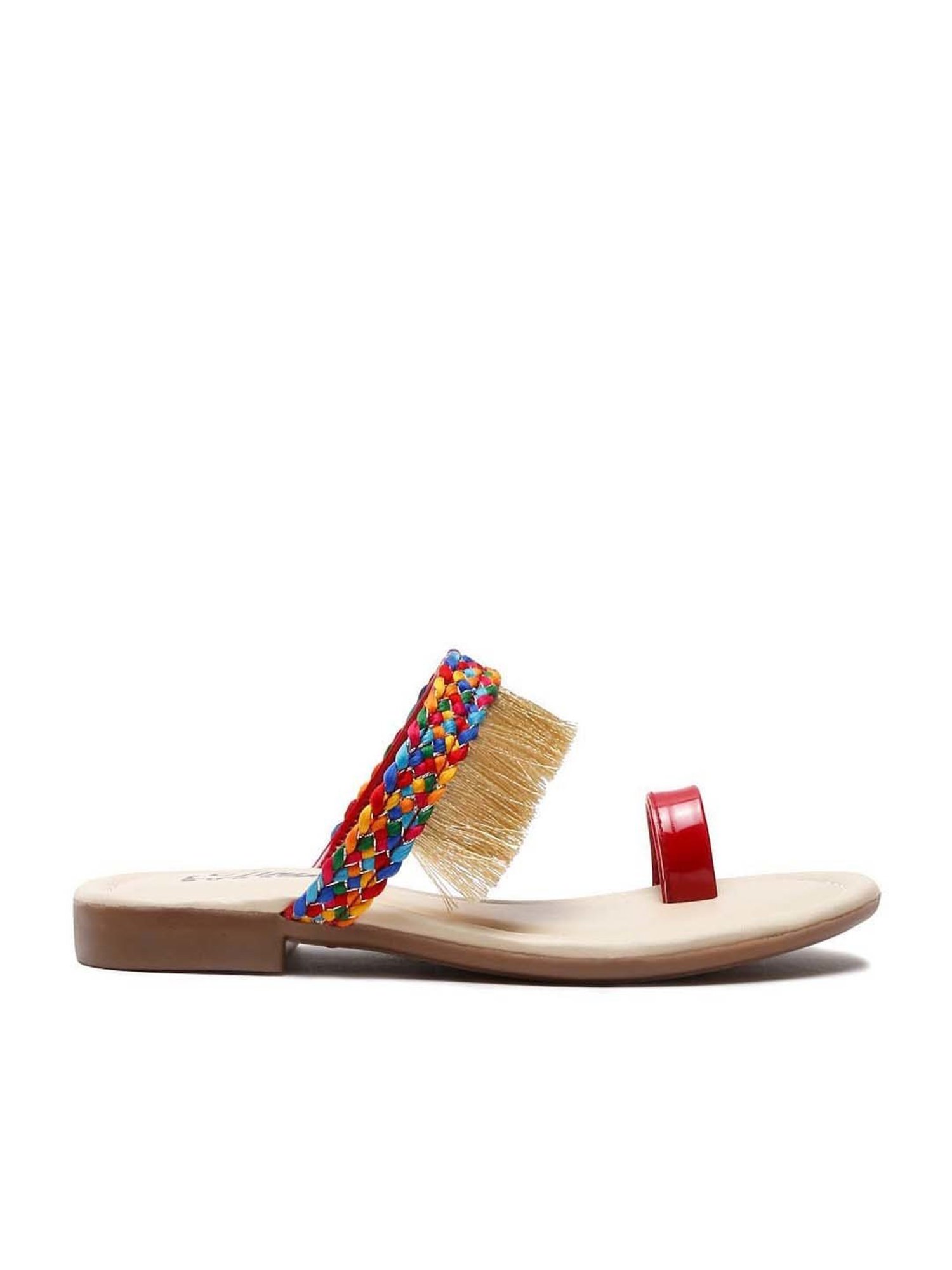Tiny Bugs Kids Red & Beige Toe Ring Sandals