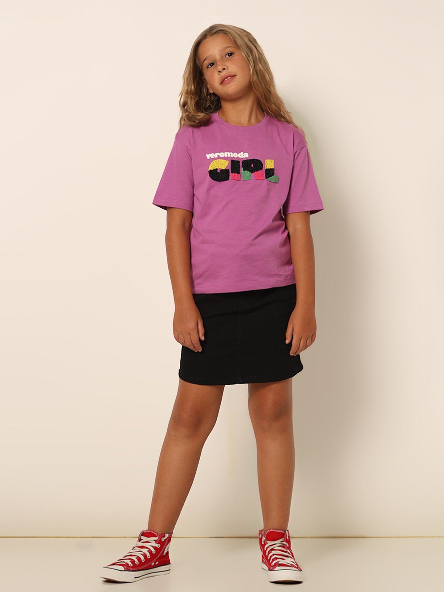 VERO MODA GIRL Purple Embellished T-Shirt